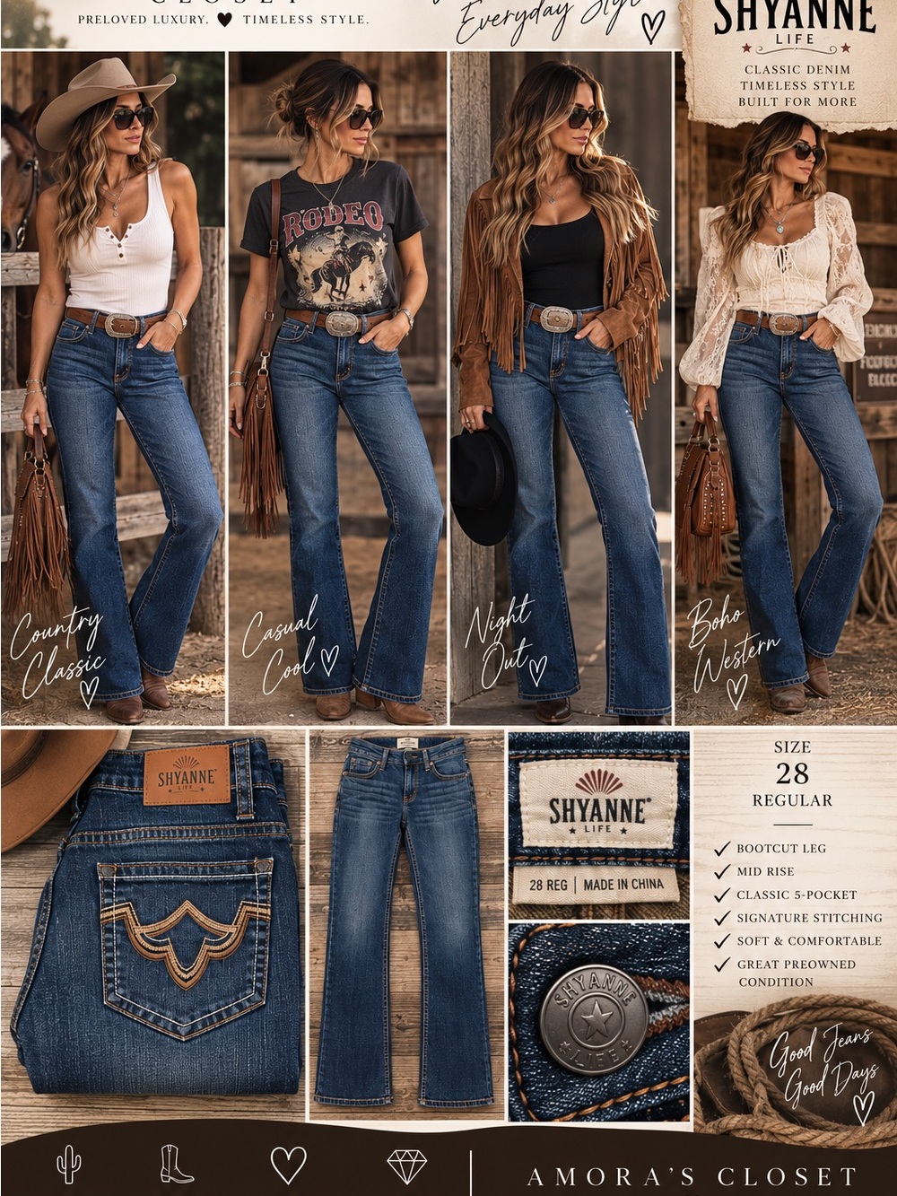 Shyanne Classic Blue Boot Cut Jeans - Deep Denim